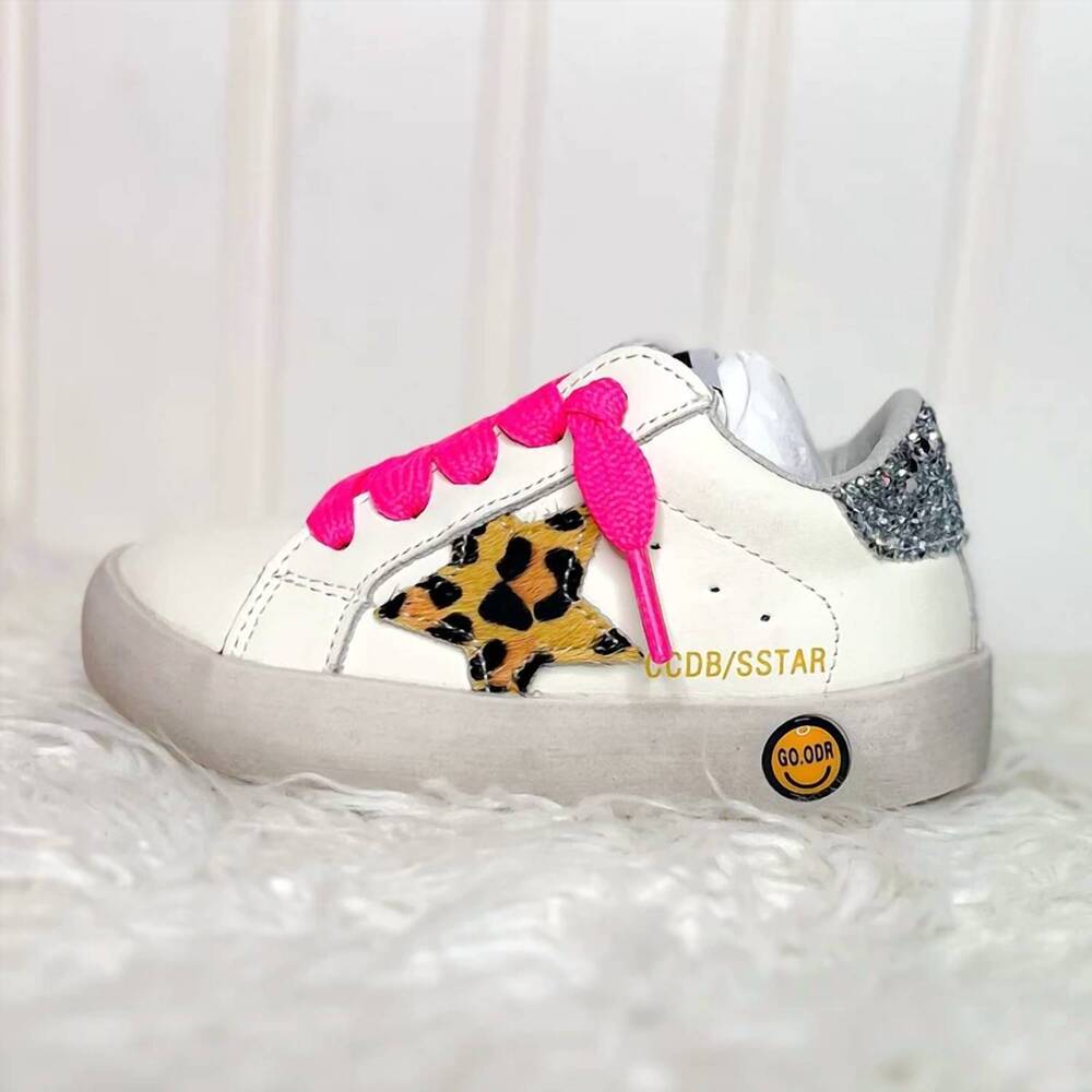 NEW TORN AND TRENDY girl's cheetah sneaker in multil